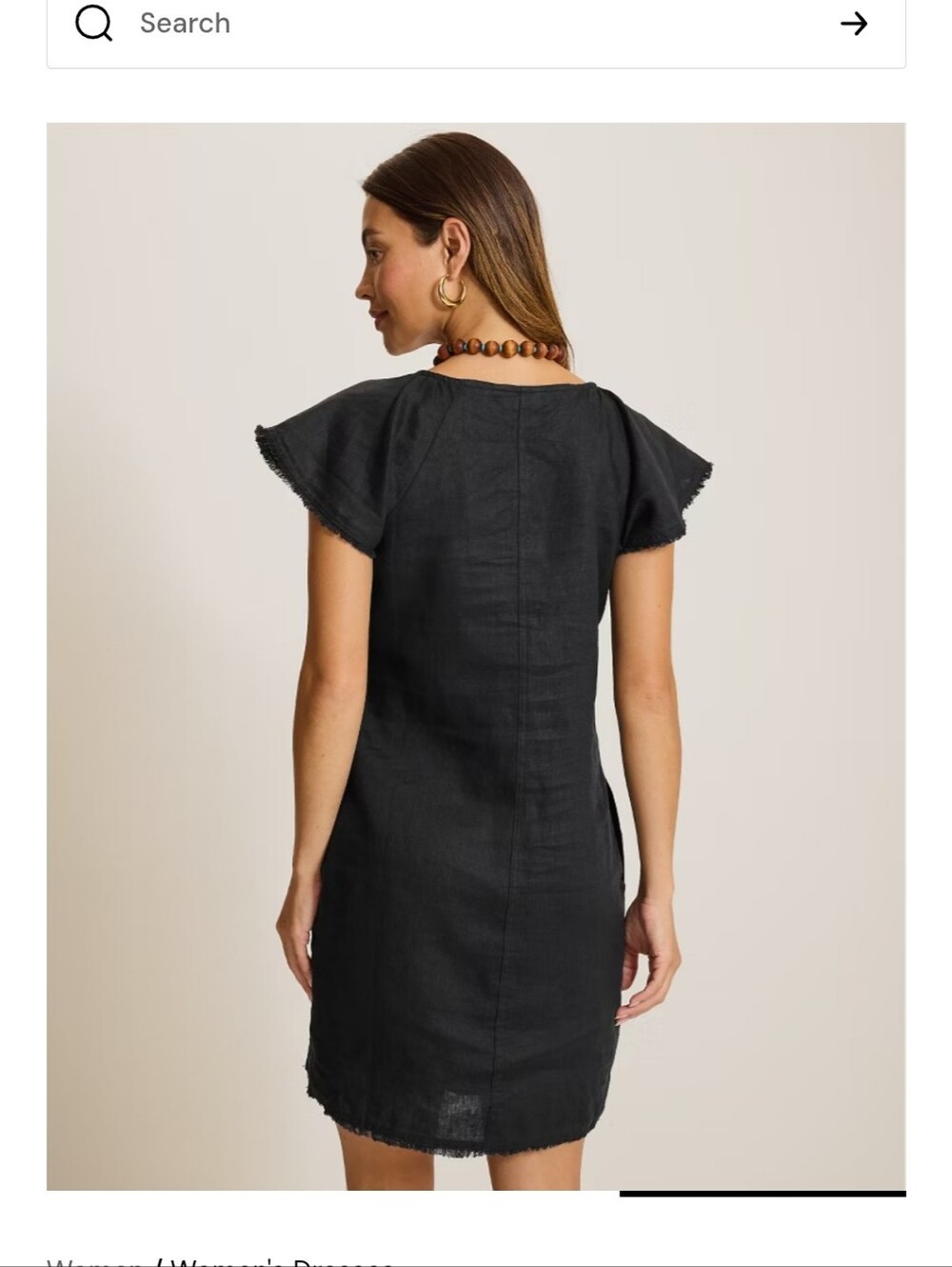 Tommy Bahama Black Linen Flutter-Sleeve Shift Dress
